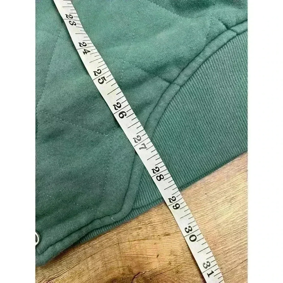 Athleta Retroplush Bomber Jacket Full Zip Women's L Tall Teal Quilted Cotton - Picture 9 of 12